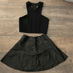 Pleather skirt w/crop top